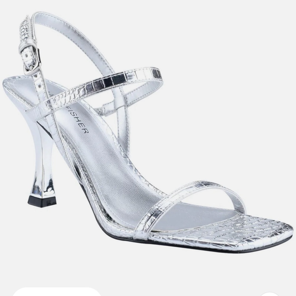 Marc Fisher Padre Womens Open Toe Ankle Heels - Silver Size 10